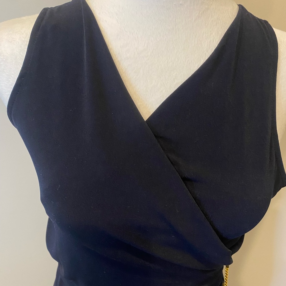 Michael Kors Navy Blue Shoulder Dress with Gold Zipper - Picture 5 of 7